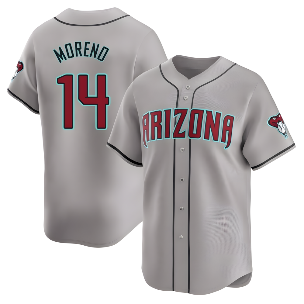 Johmsee A.Diamondbacks #14 Gabriel Moreno Player Gray Limited Away Stitched Jerseys