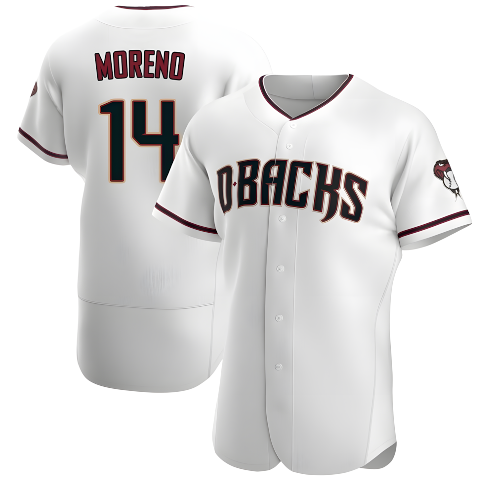 Johmsee A.Diamondbacks #14 Gabriel Moreno Player White Crimson Home Stitched Jerseys