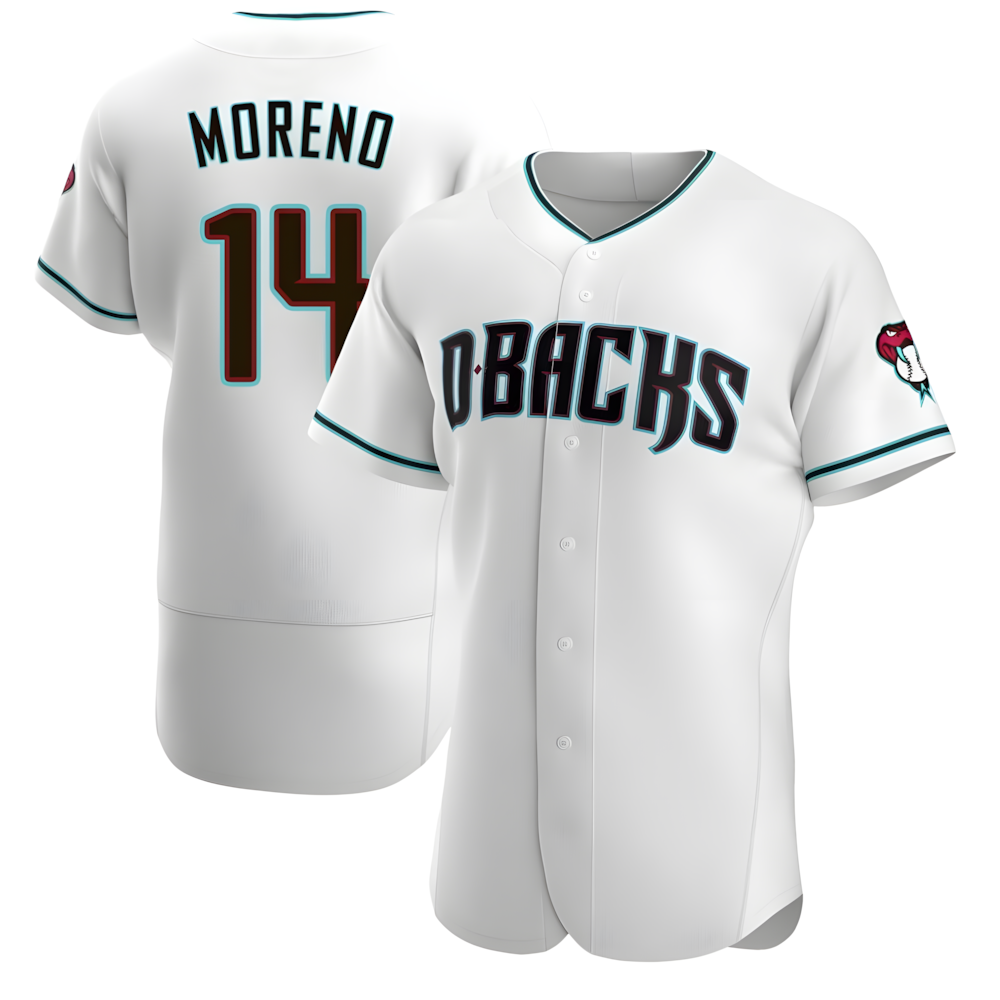 Johmsee A.Diamondbacks #14 Gabriel Moreno Player White Teal Alternate Stitched Jerseys