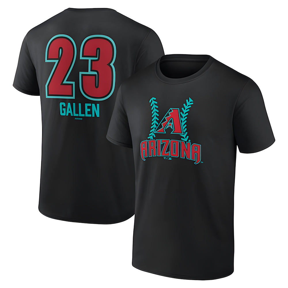 Johmsee A.Diamondbacks #23 Zac Gallen Player Black Fuse City Connect round collar T shirt Stitched Jerseys