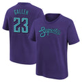 Johmsee A.Diamondbacks #23 Zac Gallen Player Purple Fuse City Connect round collar T shirt Stitched Jerseys