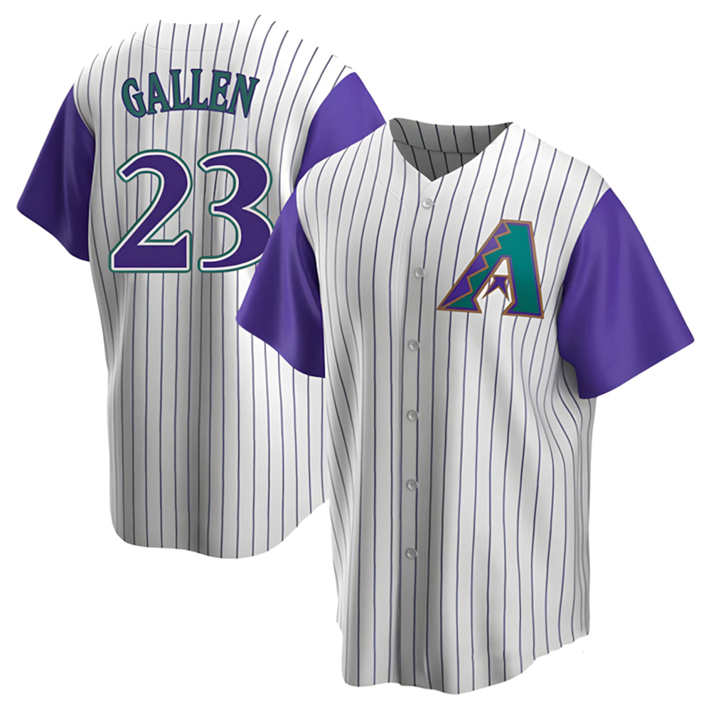 Johmsee A.Diamondbacks #23 Zac Gallen Player White-Purple Replica Stitched Jerseys