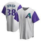 Johmsee A.Diamondbacks #38 Paul Sewald Player  Cream Purple Alternate Cooperstown Collection Stitched Jersey