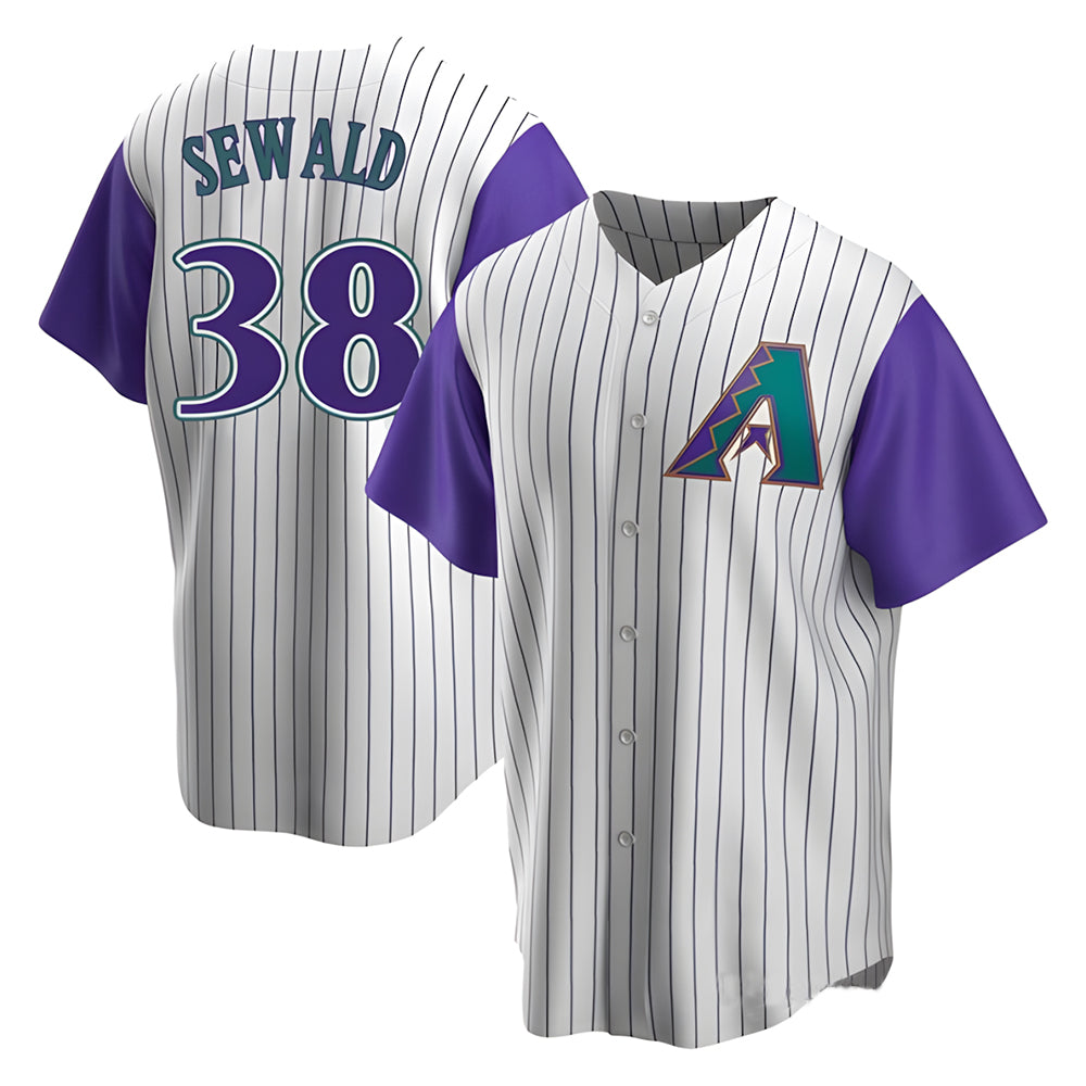 Johmsee A.Diamondbacks #38 Paul Sewald Player  Cream Purple Alternate Cooperstown Collection Stitched Jersey