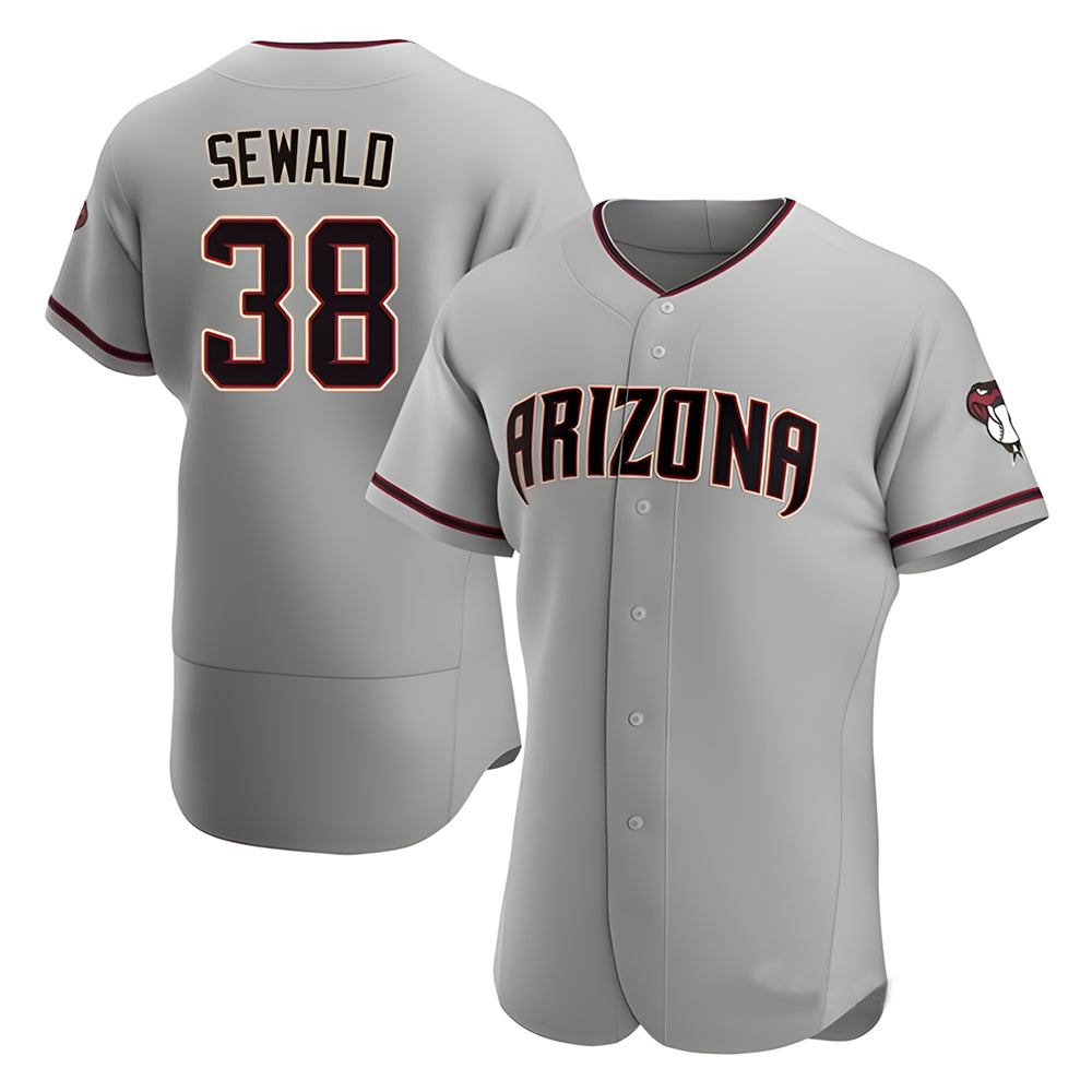 Johmsee A.Diamondbacks #38 Paul Sewald Player Gray Authentic Road Stitched Jersey