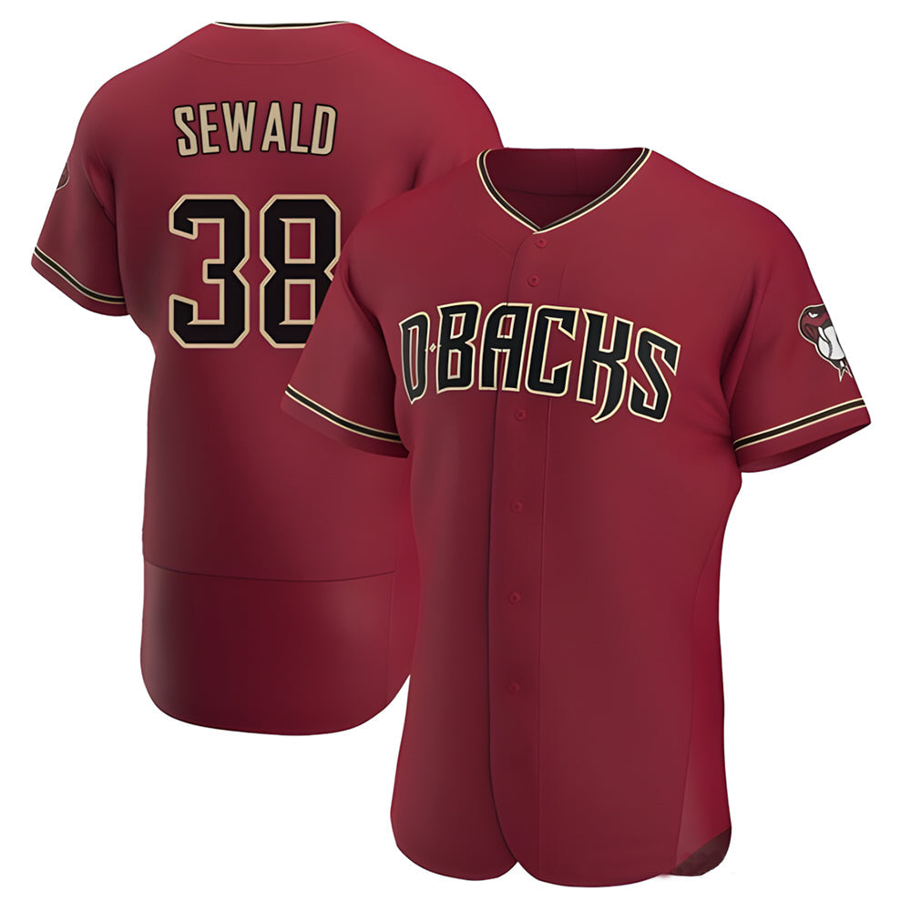 Johmsee A.Diamondbacks #38 Paul Sewald Player Red Crimson Alternate Stitched Jersey