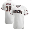 Johmsee A.Diamondbacks #38 Paul Sewald Player White Authentic Crimson Home Stitched Jersey