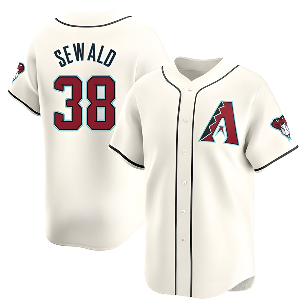 Johmsee A.Diamondbacks #38 Paul Sewald Player White Limited Home Stitched Jersey