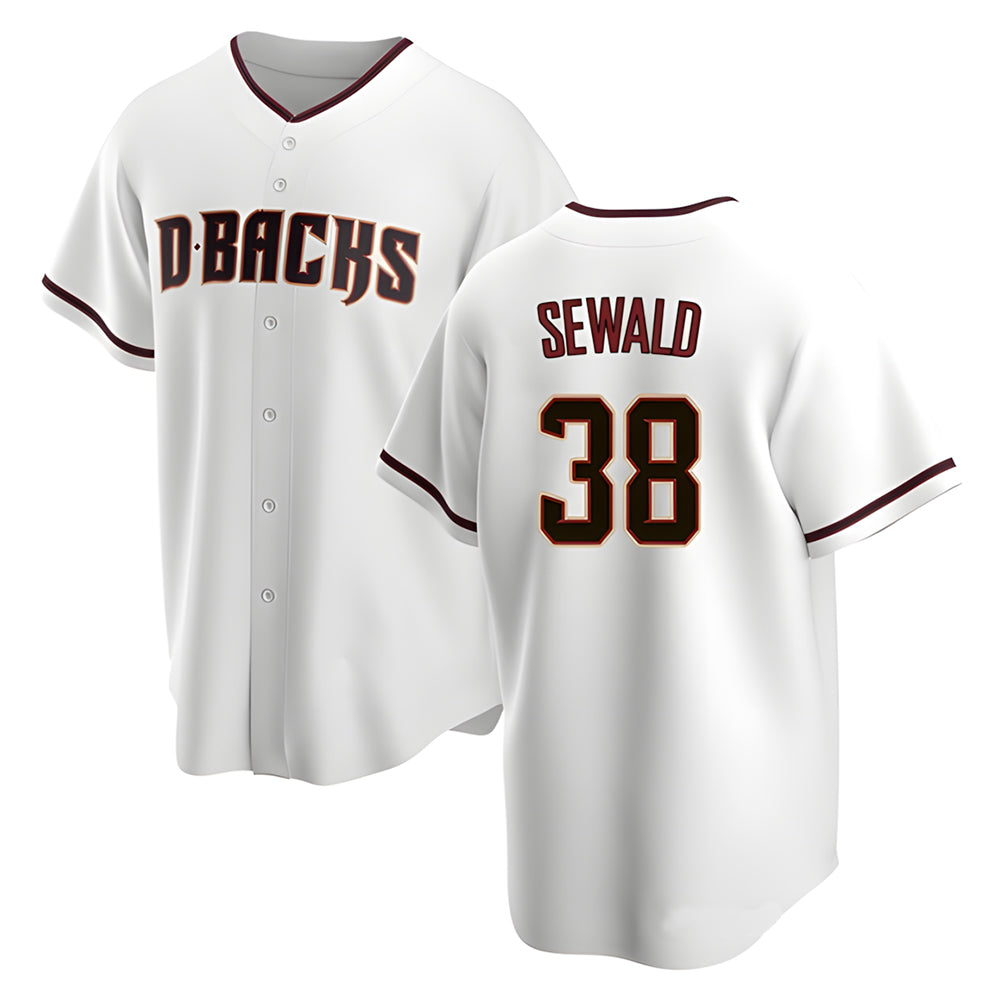 Johmsee A.Diamondbacks #38 Paul Sewald Player White Replica Home Stitched Jersey