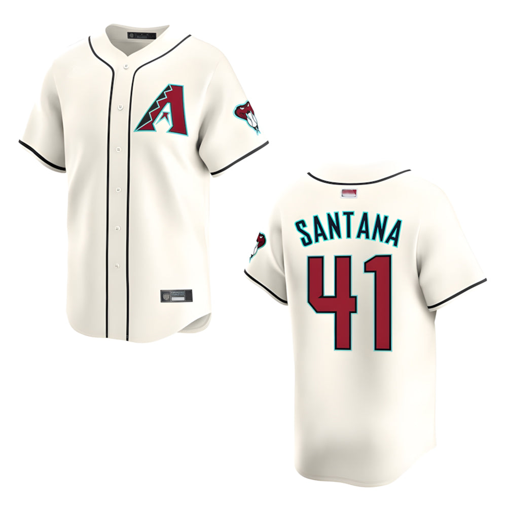 Johmsee A.Diamondbacks #41 Carlos Santana Player Cream game time Stitched Jersey