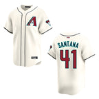 Johmsee A.Diamondbacks #41 Carlos Santana Player Cream game time Stitched Jersey