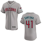 Johmsee A.Diamondbacks #41 Carlos Santana Player Gray game time Stitched Jersey