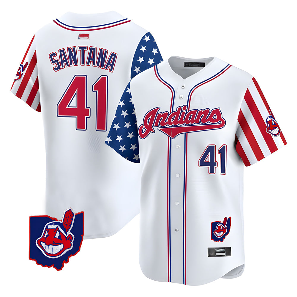 Johmsee A.Diamondbacks #41 Carlos Santana Player White Independence Day Vapor Premier Limited Stitched Jersey