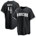 Johmsee A.Diamondbacks #4 Ketel Marte Player Black Pointed collar Replica Game Stitched Jerseys