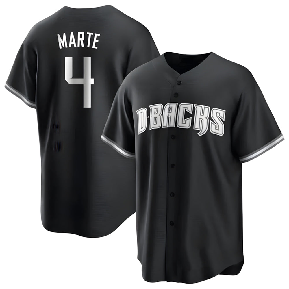 Johmsee A.Diamondbacks #4 Ketel Marte Player Black Pointed collar Replica Game Stitched Jerseys