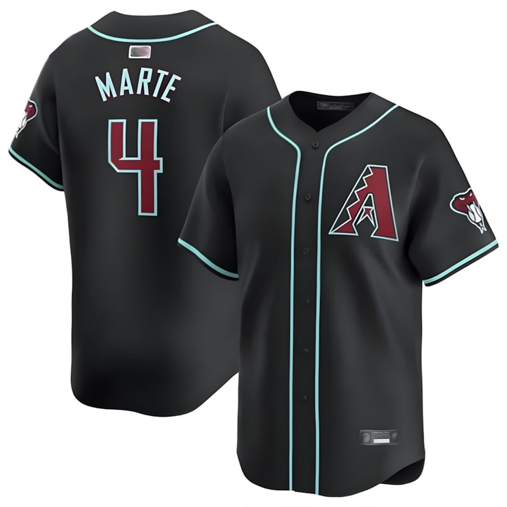 Johmsee A.Diamondbacks #4 Ketel Marte Player Black Replica Game Stitched Jerseys