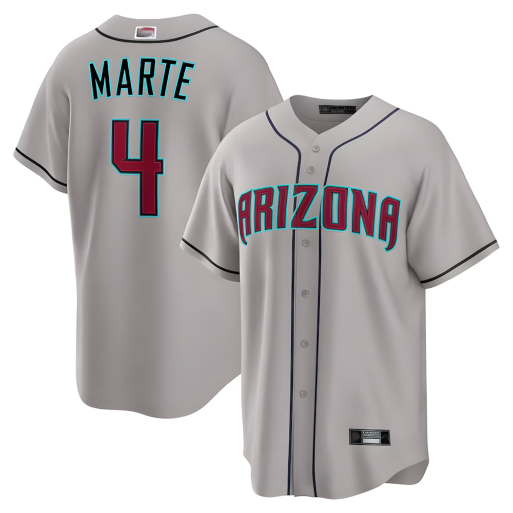 Johmsee A.Diamondbacks #4 Ketel Marte Player Gray Home Game Stitched Jerseys