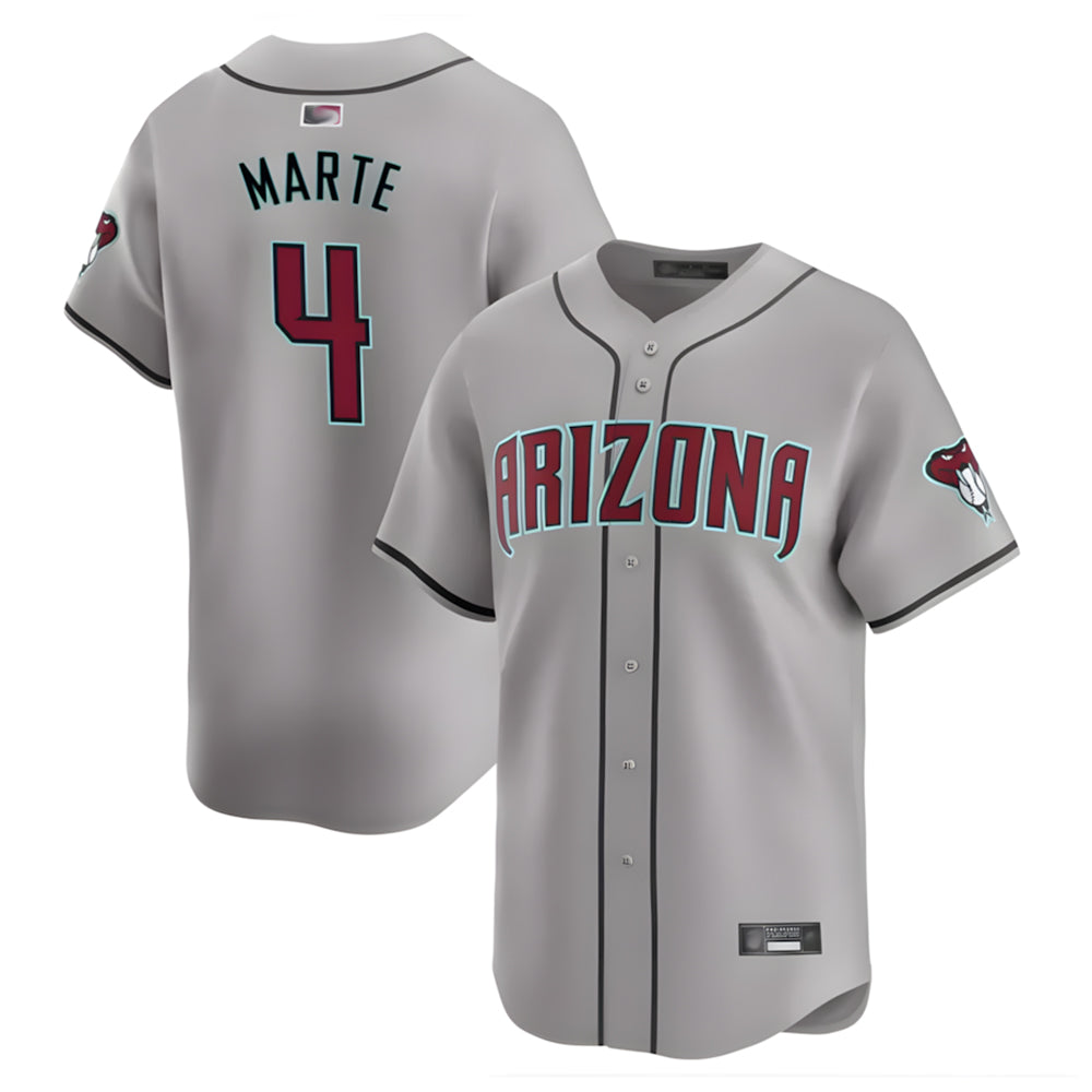 Johmsee A.Diamondbacks #4 Ketel Marte Player Gray Replica Game Stitched Jerseys