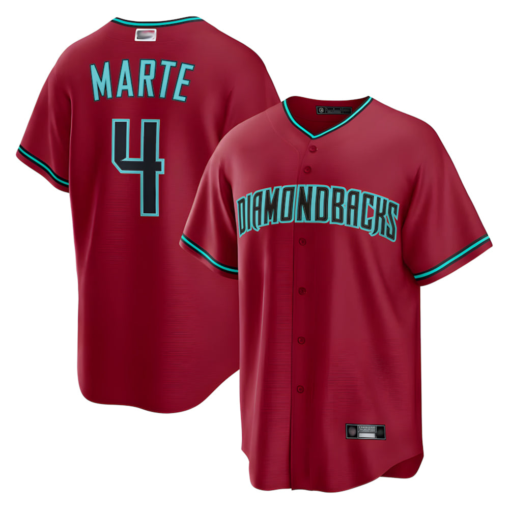 Johmsee A.Diamondbacks #4 Ketel Marte Player Red Home Replica Stitched Jerseys