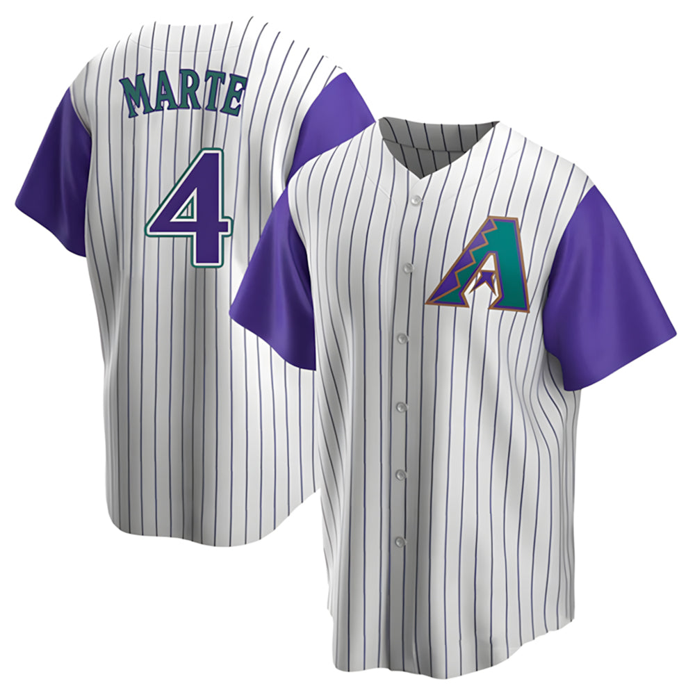 Johmsee A.Diamondbacks #4 Ketel Marte Player White-Purple Limited Stitched Jerseys