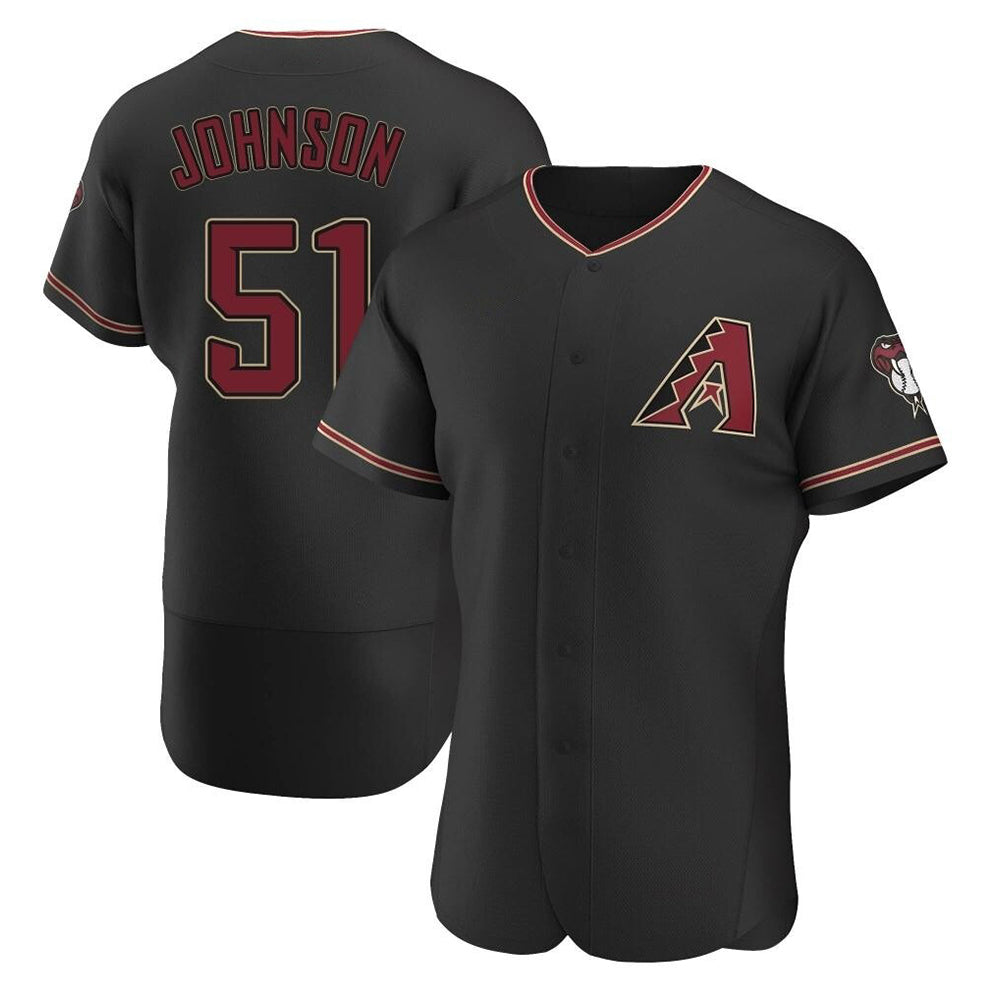 Johmsee A.Diamondbacks #51 Randy Johnson Player Black Authentic Alternate Stitched Jerseys