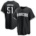 Johmsee A.Diamondbacks #51 Randy Johnson Player Black White Replica Alternate Stitched Jerseys