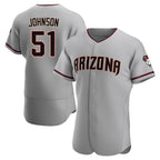 Johmsee A.Diamondbacks #51 Randy Johnson Player Gray Authentic Road Stitched Jerseys