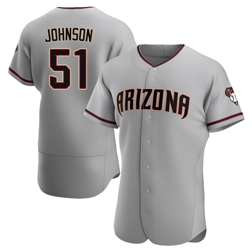 Johmsee A.Diamondbacks #51 Randy Johnson Player Gray Authentic Road Stitched Jerseys