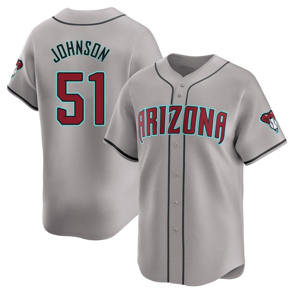 Johmsee A.Diamondbacks #51 Randy Johnson Player Gray Limited Away Stitched Jerseys