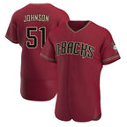 Johmsee A.Diamondbacks #51 Randy Johnson Red Authentic Crimson Alternate Stitched Jerseys