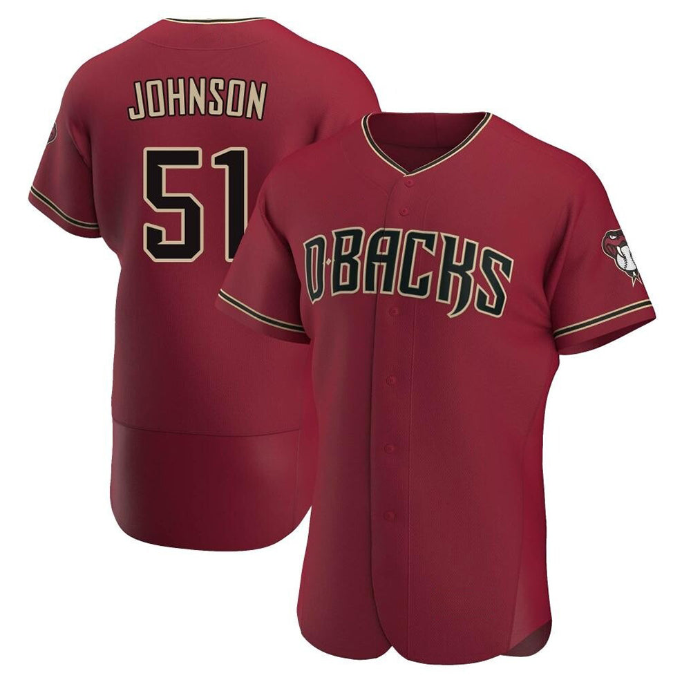 Johmsee A.Diamondbacks #51 Randy Johnson Red Authentic Crimson Alternate Stitched Jerseys