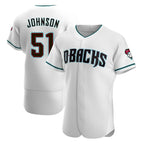 Johmsee A.Diamondbacks #51 Randy Johnson White Teal Alternate Authentic Stitched Jerseys