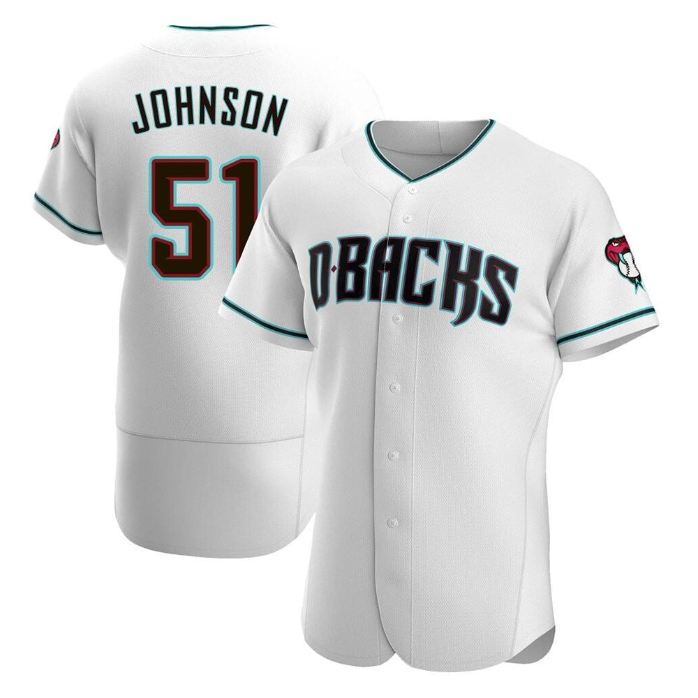 Johmsee A.Diamondbacks #51 Randy Johnson White Teal Alternate Authentic Stitched Jerseys