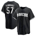 Johmsee A.Diamondbacks #57 Eduardo Rodriguez Player Black White Replica Alternate Stitched Jersey