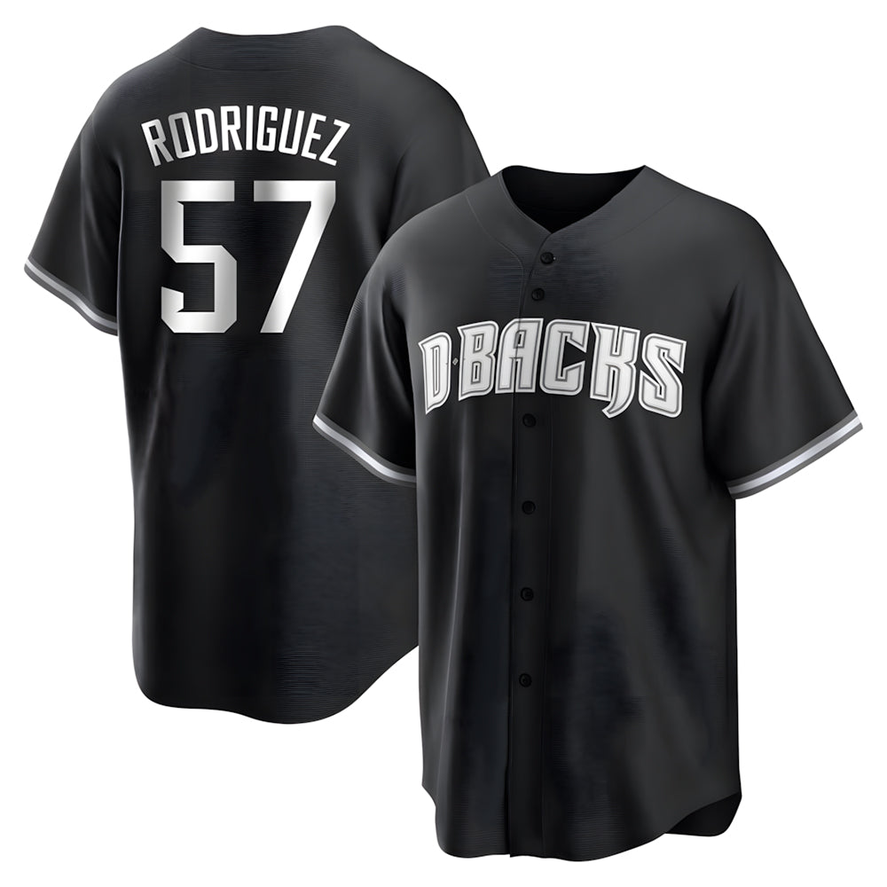 Johmsee A.Diamondbacks #57 Eduardo Rodriguez Player Black White Replica Alternate Stitched Jersey