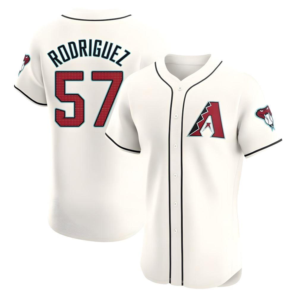 Johmsee A.Diamondbacks #57 Eduardo Rodriguez Player Cream Elite Home Stitched Jersey