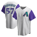 Johmsee A.Diamondbacks #57 Eduardo Rodriguez Player  Cream Purple Replica Alternate Cooperstown Collection Stitched Jersey