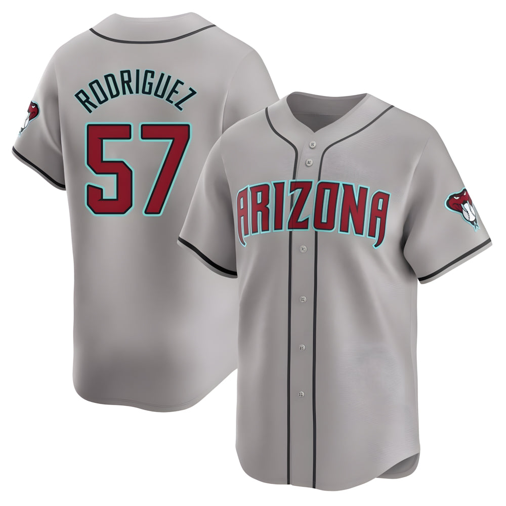 Johmsee A.Diamondbacks #57 Eduardo Rodriguez Player Gray Limited Away Stitched Jersey