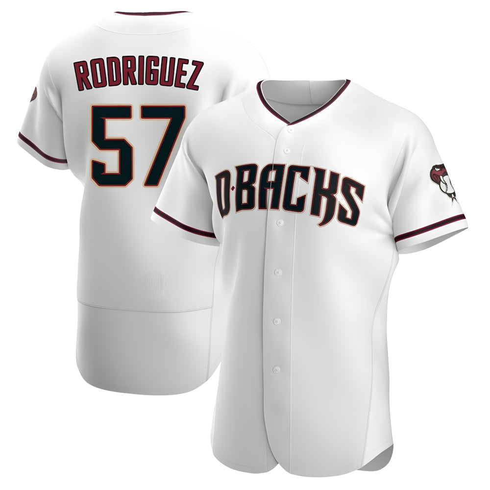 Johmsee A.Diamondbacks #57 Eduardo Rodriguez Player White Crimson Home Stitched Jersey