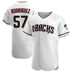 Johmsee A.Diamondbacks #57 Eduardo Rodriguez Player White Crimson Home Stitched Jersey