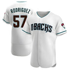 Johmsee A.Diamondbacks #57 Eduardo Rodriguez Player White Teal Alternate Stitched Jersey