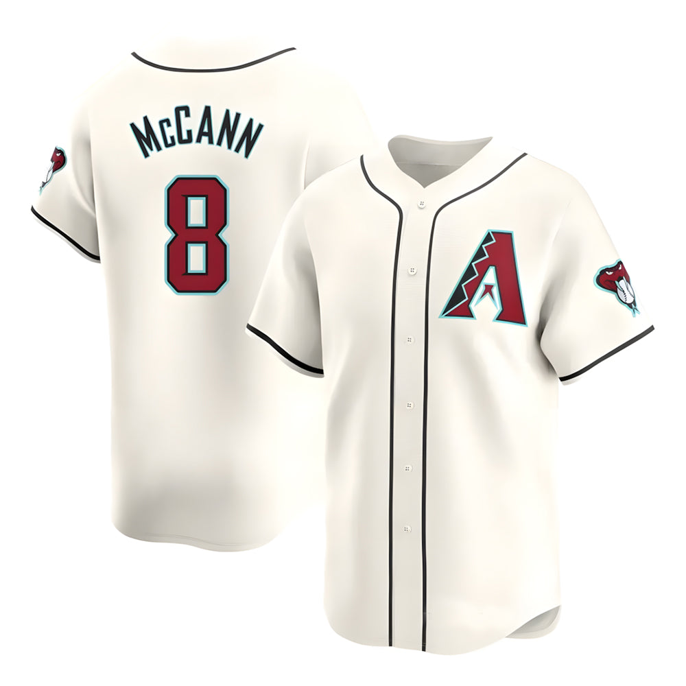 Johmsee A.Diamondbacks #8 James McCann Player White Red Limited Home Stitched Jersey
