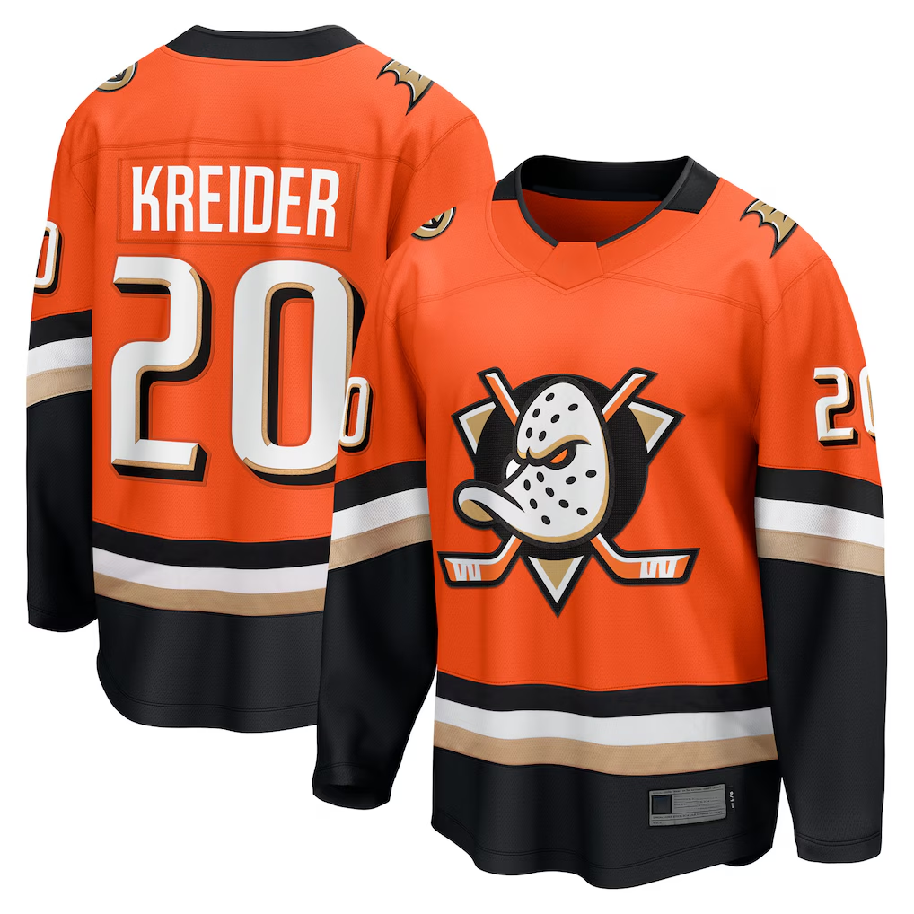 Johmsee A.Ducks #20 Chris Kreider Orange Home Breakaway Jerseys