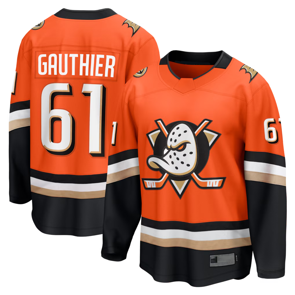 Johmsee A.Ducks #61 Cutter Gauthier Orange Home Breakaway Jerseys