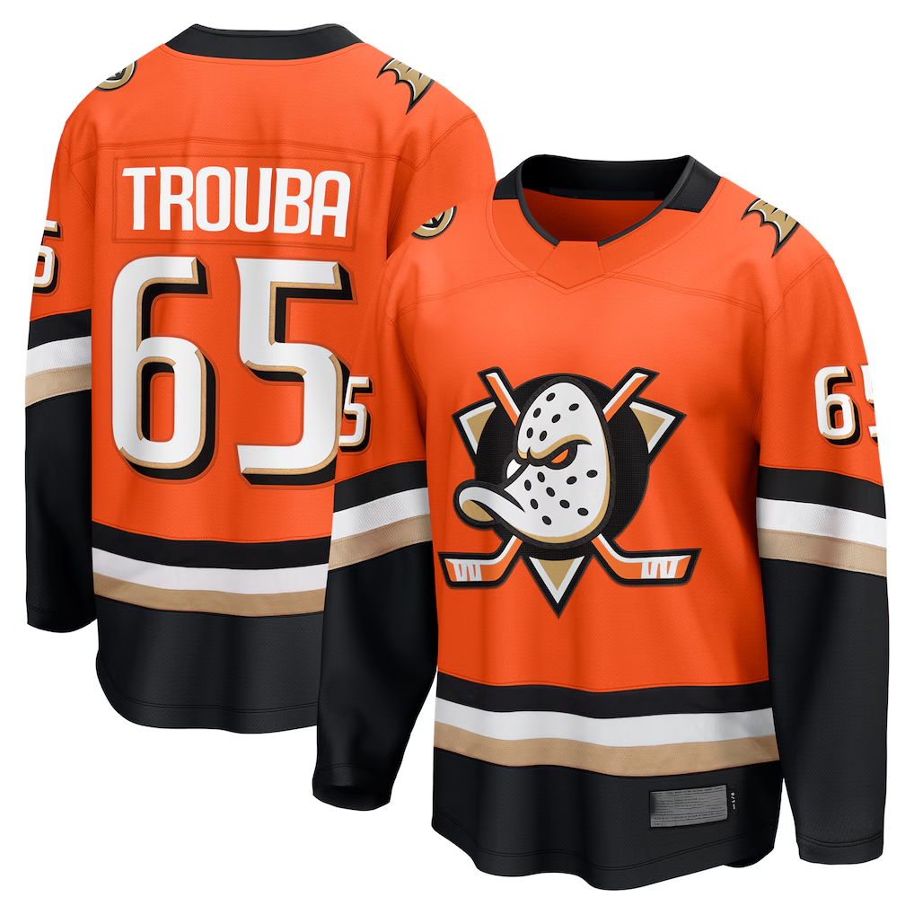 Johmsee A.Ducks #65 Jacob Trouba Orange Home Breakaway Player Jerseys