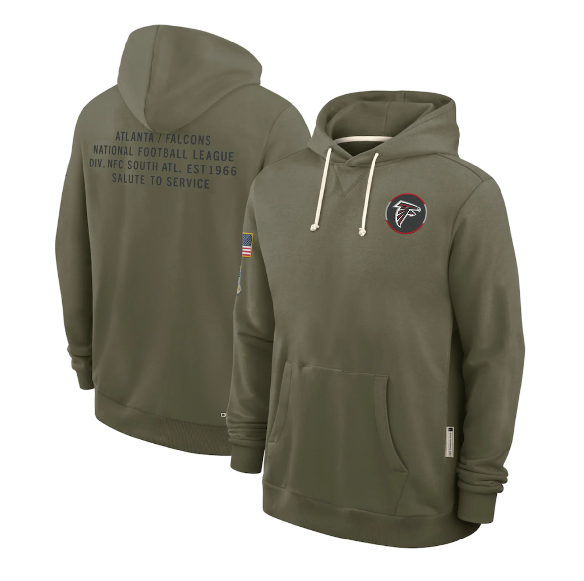 A.Falcons Olive 2025 Salute to Service Sideline Standard Issue Dri-FIT Hoodie Stitched American Football Jerseys