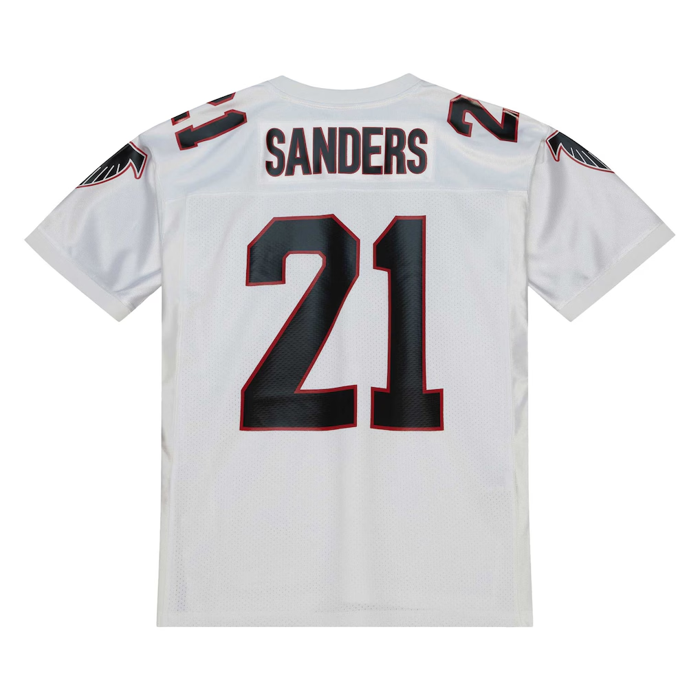 Johmsee A.Falcons 1991 #21 Deion Sanders Mitchell & Ness White Authentic Throwback Retired Player Stitched Puhic Jersey