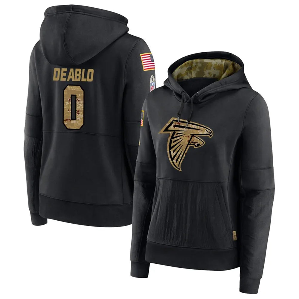 Johmsee A.Falcons #0 Divine Deablo Player Black Salute to Service Hoodies Stitched Jerseys