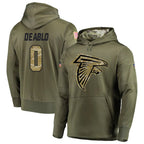 Johmsee A.Falcons #0 Divine Deablo Player Olive Salute to Service Hoodies Stitched Jerseys