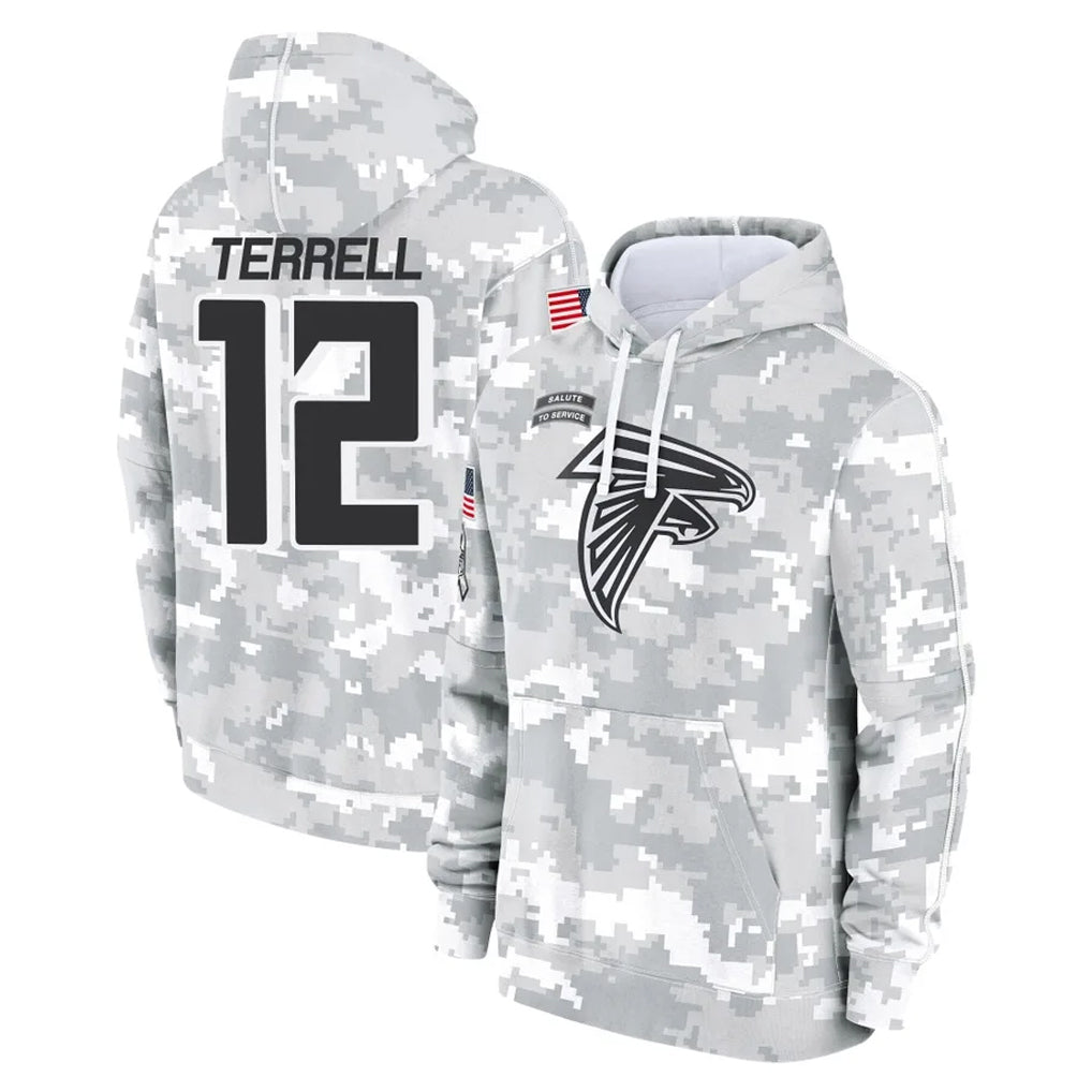 Johmsee A.Falcons #12 Avieon Terrell Player Arctic Camo Salute to Service Limited Hoodie Stitched Jerseys